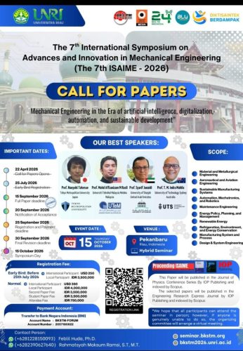 EXTENDED! FULL PAPER DEADLINE ISAIME 2026